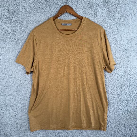 Icebreaker Shirt Mens XL Gold Wool Nylon Lightweight Crew Tee Outdoor Hiking - Picture 1 of 9